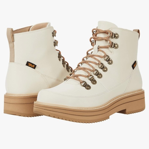 Teva Boots Midform Lace Up Leather Winter Fall Hiking White Swan W's 10 NWB - Picture 2 of 16